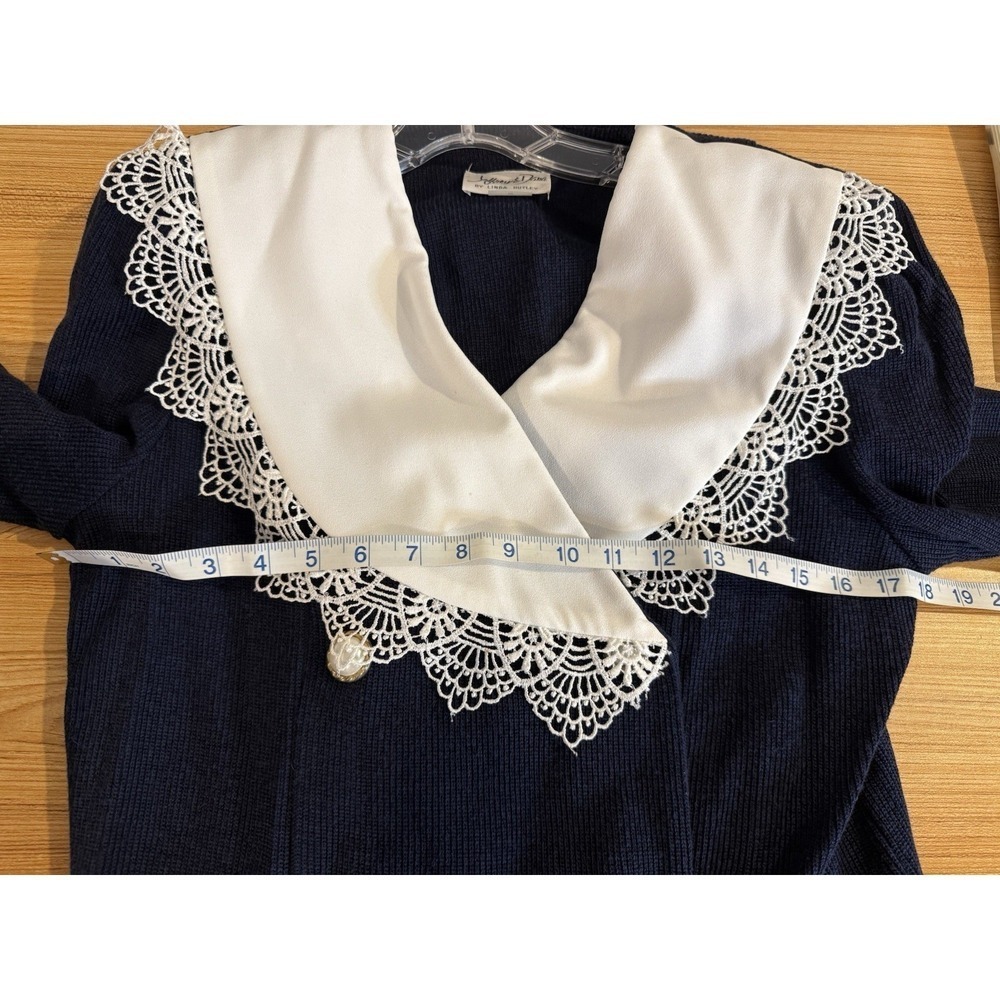 Vintage 90s Jeffrey & Dara Women's Sz 10 Navy Blue‎ Cottage Floral Skirt Set - Picture 9 of 13